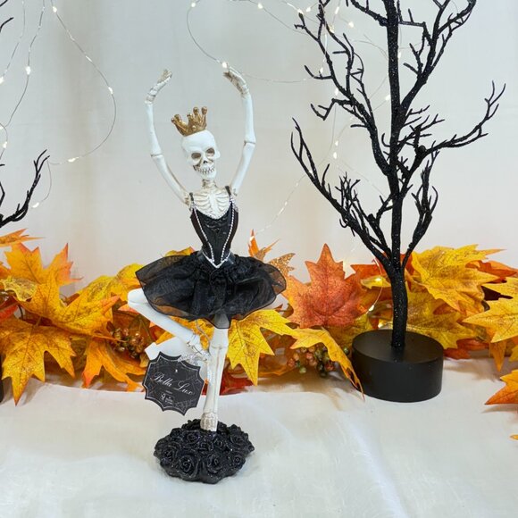 Bella Lux Halloween Ballerina Skeleton Figurine Statue Tabletop Decor NEW - Picture 1 of 8